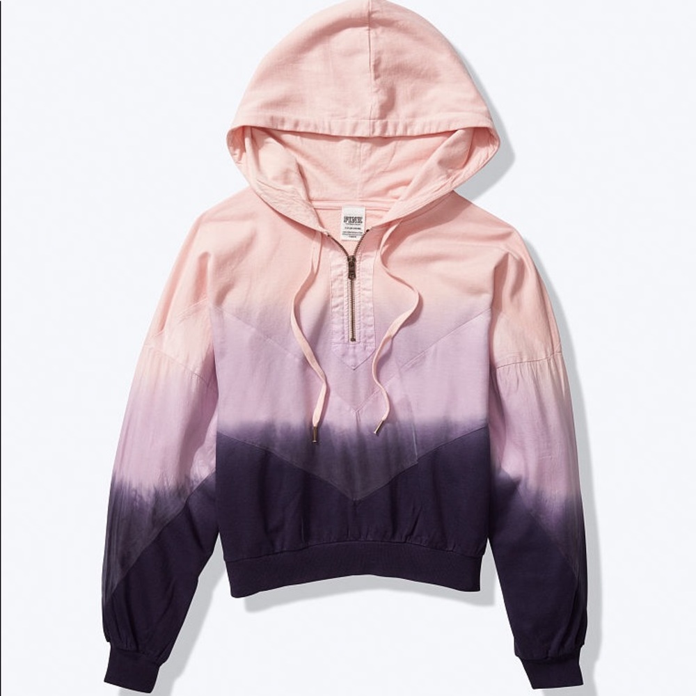 NEW💕VS PINK OMBRÉ SLOUCHY SPORT PULLOVER HOODIE - Picture 2 of 5